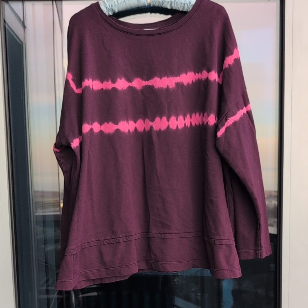 J. Jill Burgundy and Pink Long Sleeve Tee
